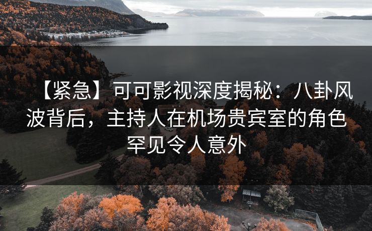 【紧急】可可影视深度揭秘：八卦风波背后，主持人在机场贵宾室的角色罕见令人意外